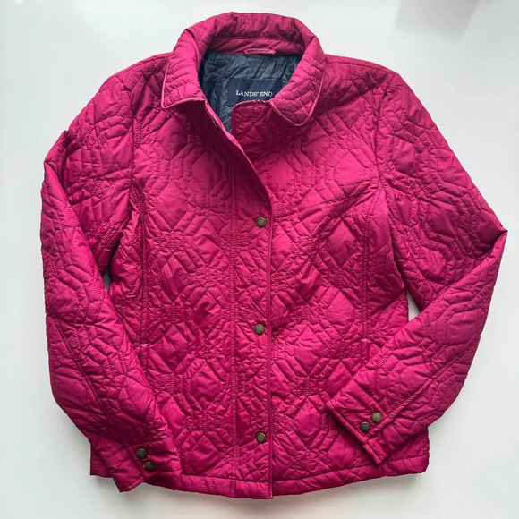 Lands End Quilted Coat‎ Berry Pink Lightweight Jacket Size Small NWT - Picture 10 of 10